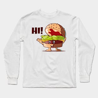 Hi! Happy burger (on light colors) Long Sleeve T-Shirt